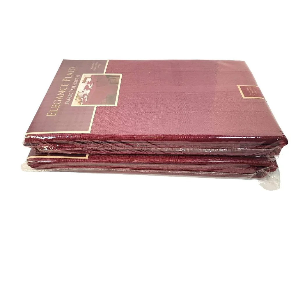Set of 2 Burgundy 60x120 Oblong Fabric Decorative Tablecloths NWT